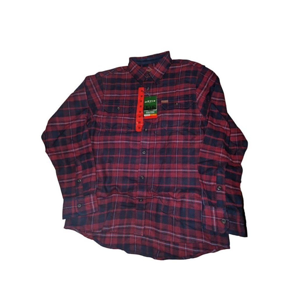 Orvis Classic Collection Men's Medium Red Sangria Plaid Flannel Shirt New NWT